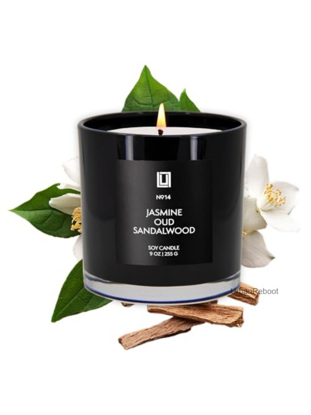 Jasmine Oud Sandalwood Scented Soy Blend Jar Candle 9 Oz